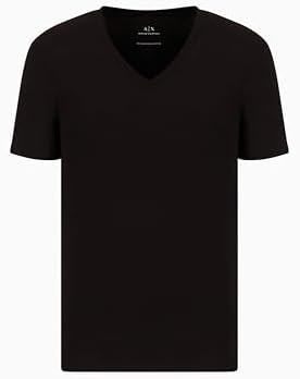 Emporio Armani Men's 2 Pack V Neck Lounge T-Shirts, Black/Black, M